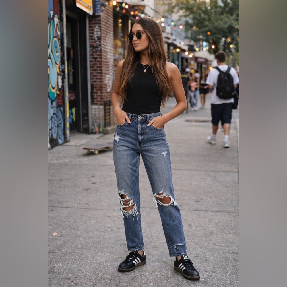 Pistola Presley '90s Roller Medium Wash Relaxed Distressed Jeans
